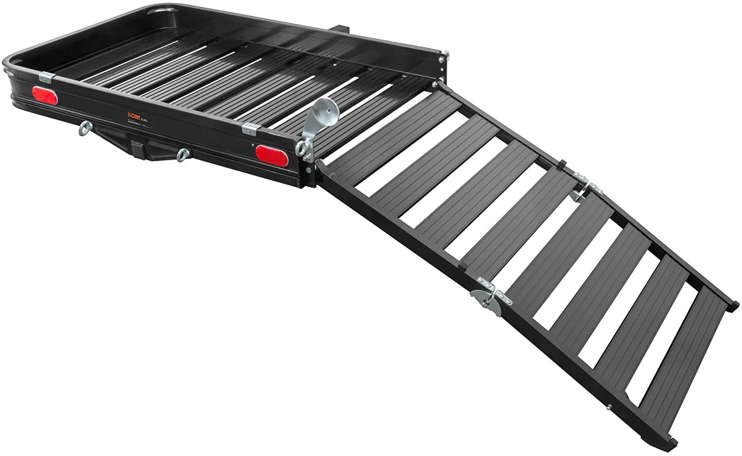 CURT 18112 aluminum hitch cargo carrier with ramp for wheelchairs