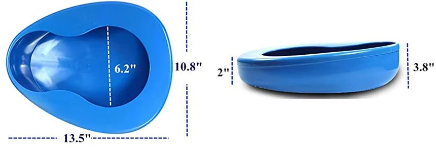 Bedpan dimensions and weight for elderly usability and care