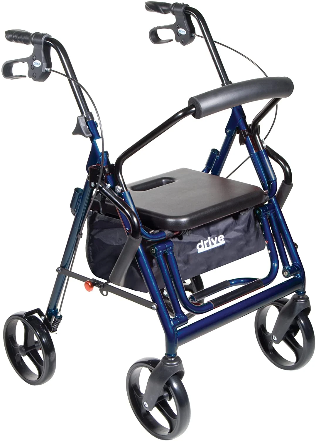 Drive Medical 795 Duet folding transport wheelchair and rollator walker for senior mobility