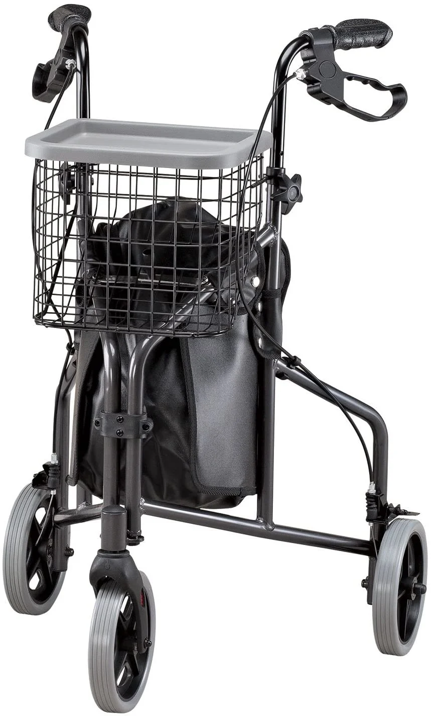 EasyComforts foldable 3-wheel rollator – compact and convenient for elderly users