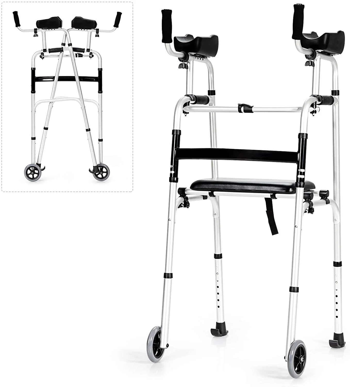 Goplus foldable upright walker offering mobility support for seniors