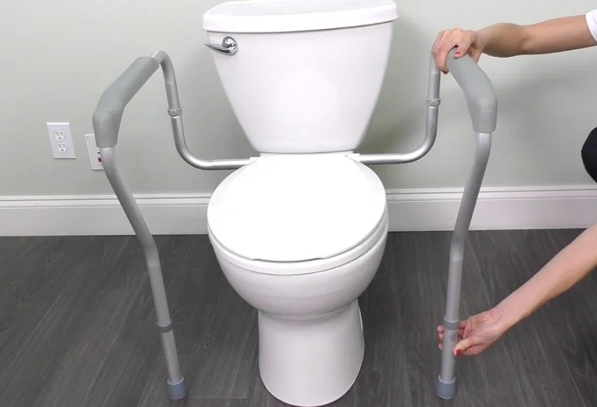 Adjustable height toilet rails ensuring comfort and safety for seniors