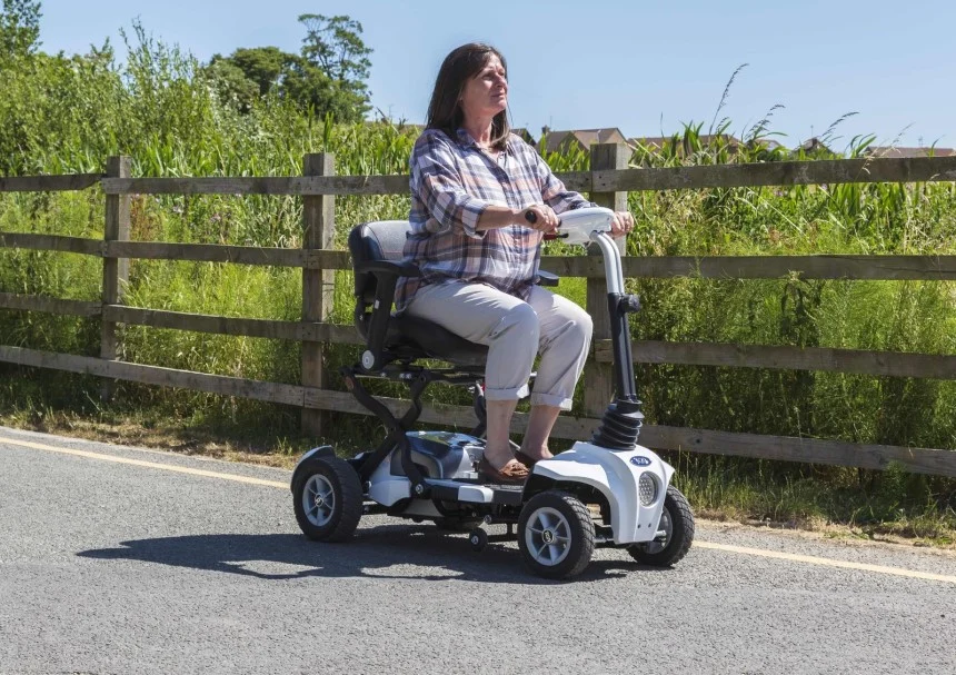 Senior using full capacity of her mobility scooter battery