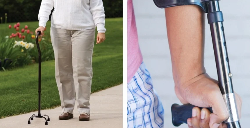 Proper cane technique for elderly walking assistance