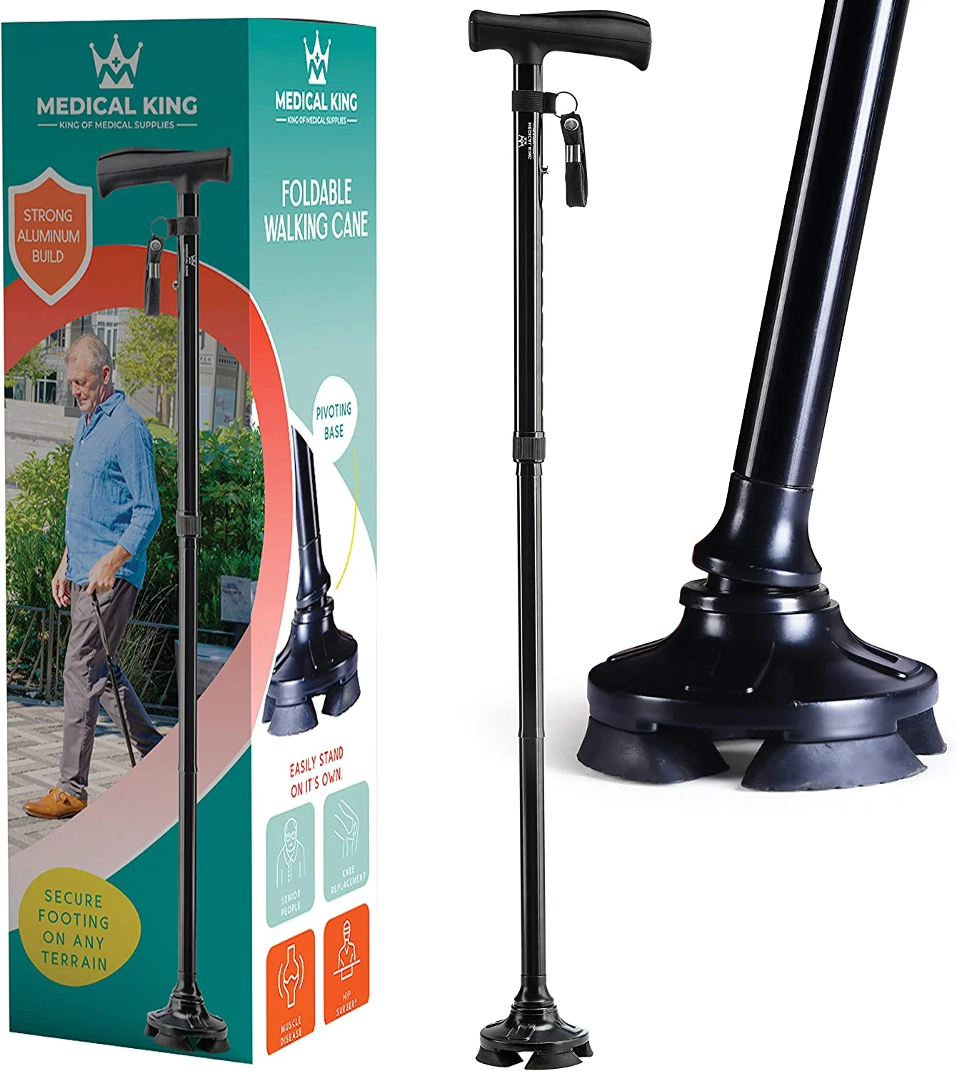Medical King walking cane designed for senior comfort and mobility assistance