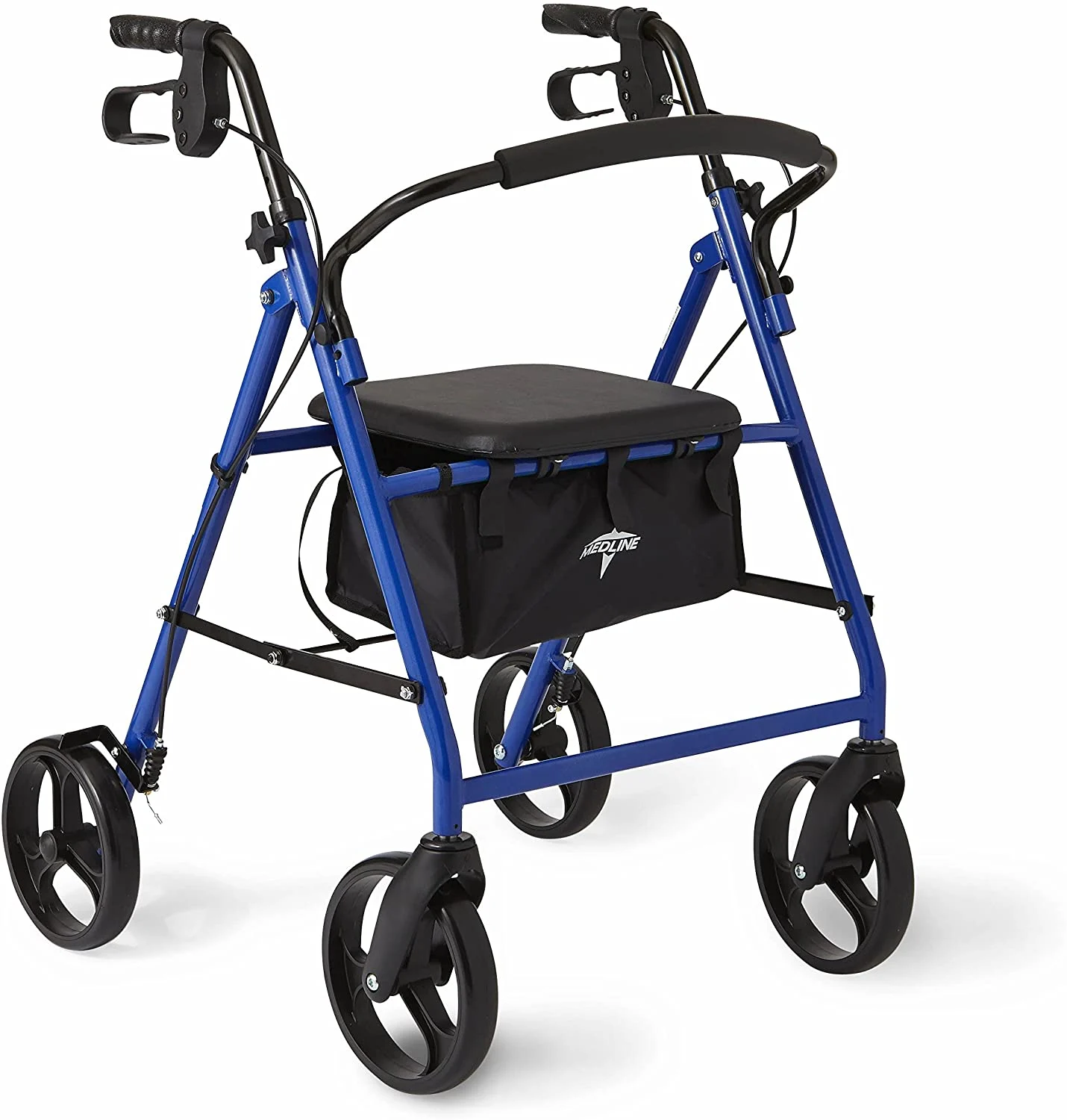 Medline steel rollator assisting seniors with stable and foldable walking support