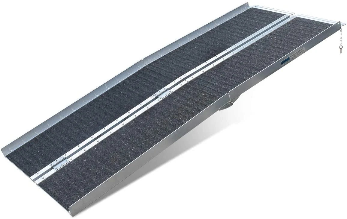 Sharewin non-skid folding aluminum wheelchair ramp for safe senior mobility