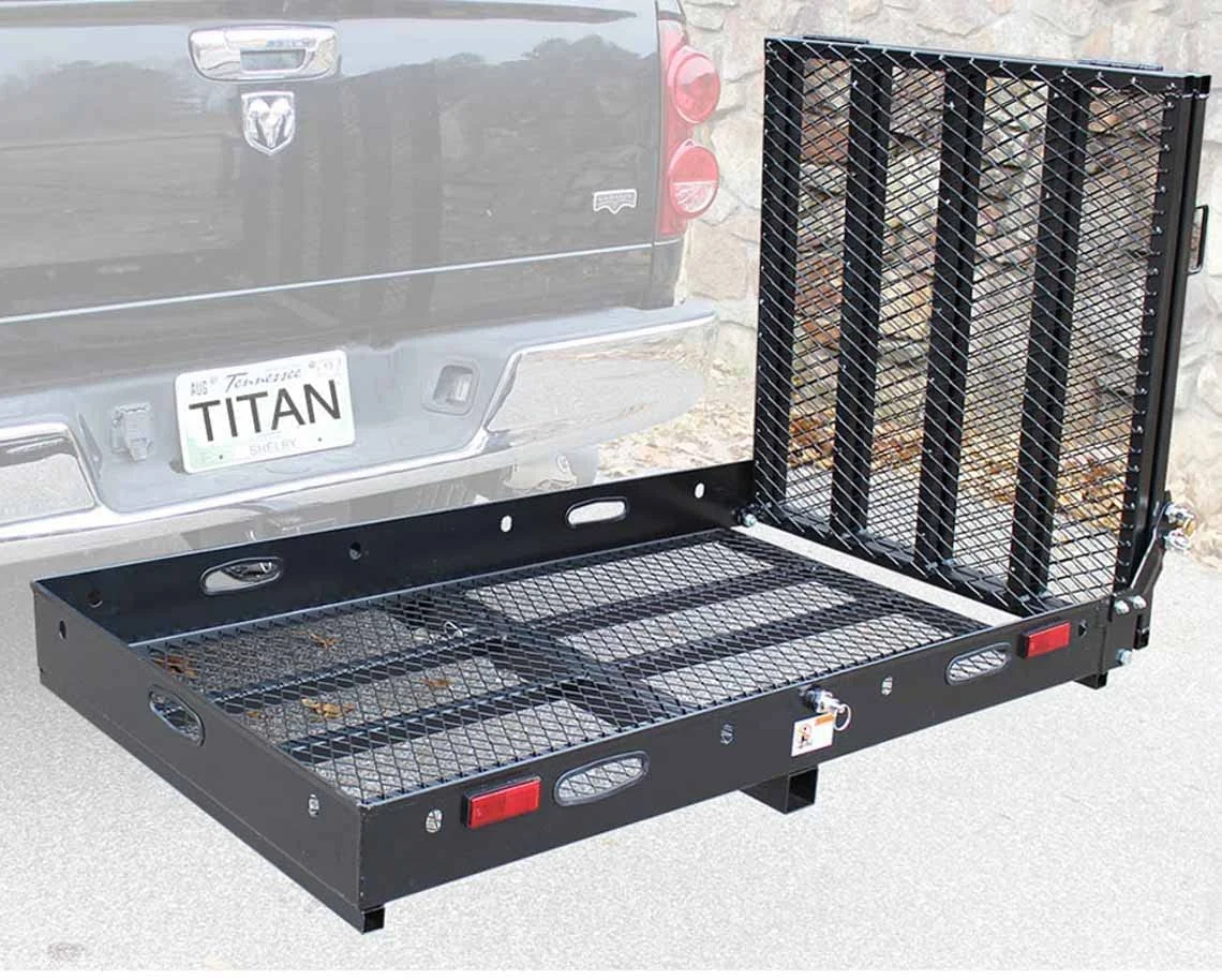 Titan Ramps hitch-mounted wheelchair mobility rack with ramp