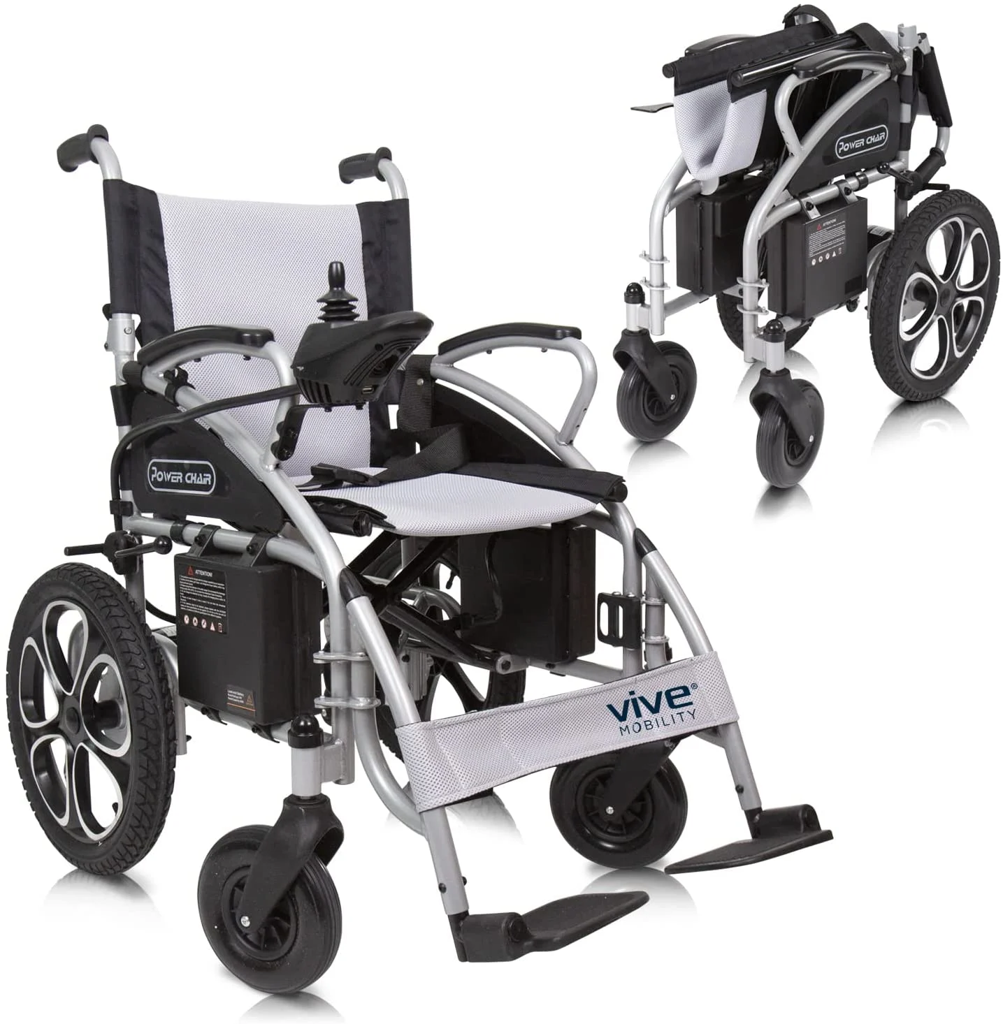 Compact and foldable power wheelchair by Vive Health designed for senior mobility.