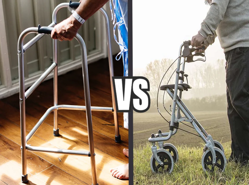 Visual comparison between walker and rollator models
