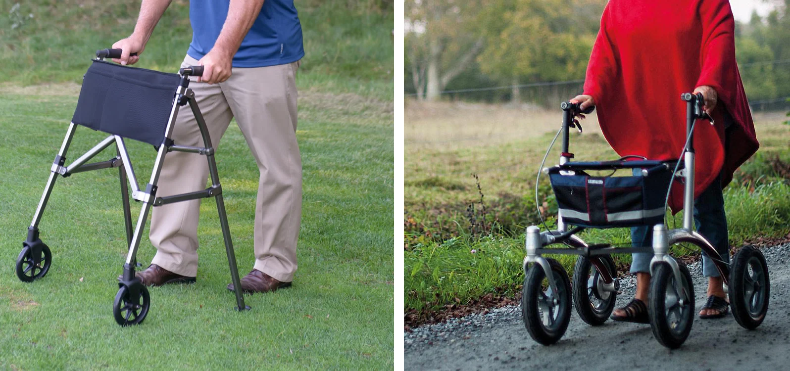Lightweight walker comparison for easy use by elderly individuals