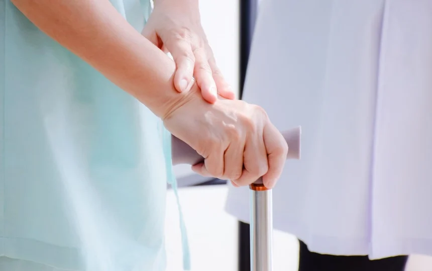 Various cane types used by elderly individuals for walking aid