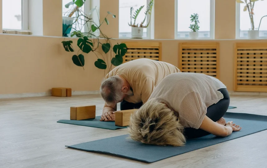 Senior individual demonstrating a fitness activity